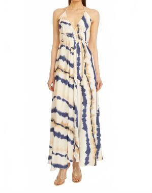 NEW WRAP UP BY VP mai tai infinity dress in blue, cream, & earth tones